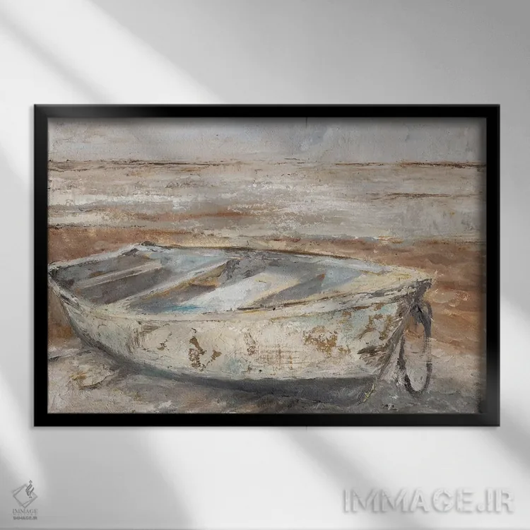 تابلو قایق پارویی فرسوده I اثر اتان هارپر - نمای قابدار مشکی