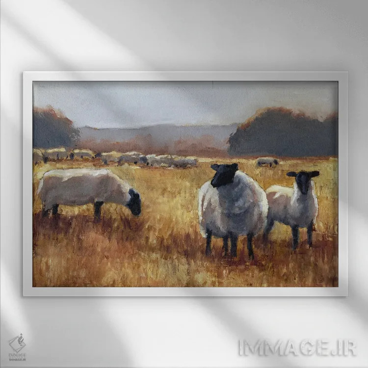 تابلو چرا در غروب آفتاب II اثر اتان هارپر - نمای قابدار سفید