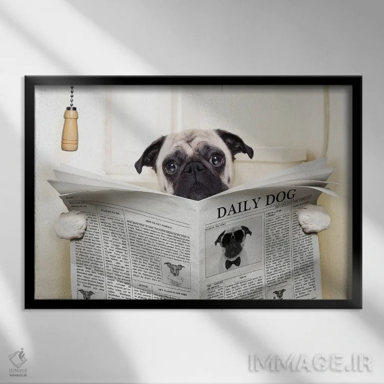 تابلو توالت سگ اثر هنرمند ناشناس - نمای قابدار مشکی