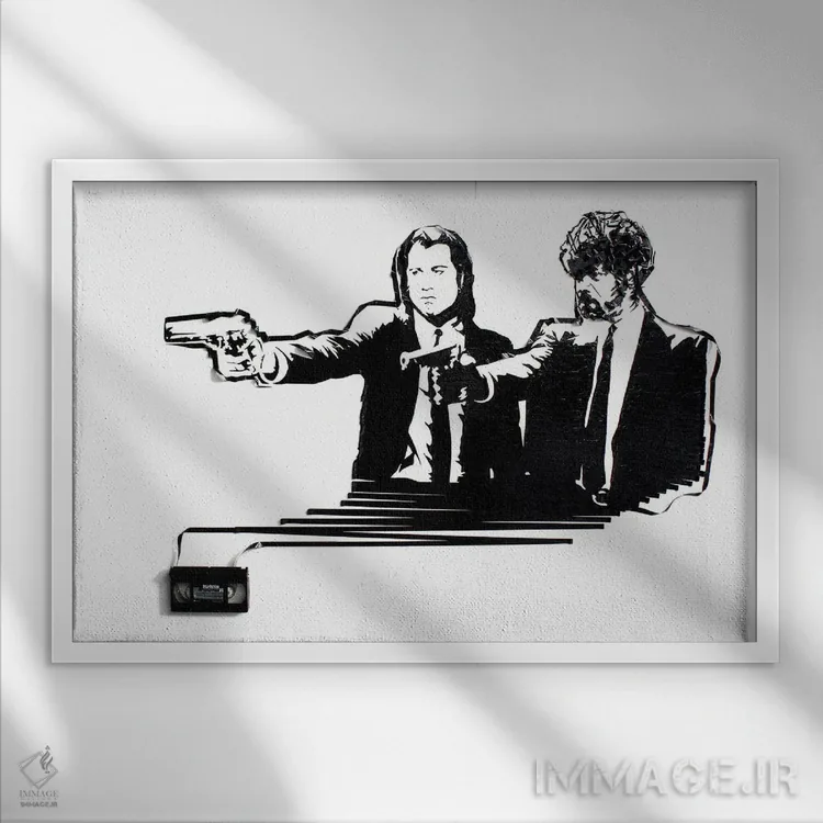 تابلو داستان عامهپسند (فیلم) اثر اریکا آیریس - نمای قابدار سفید