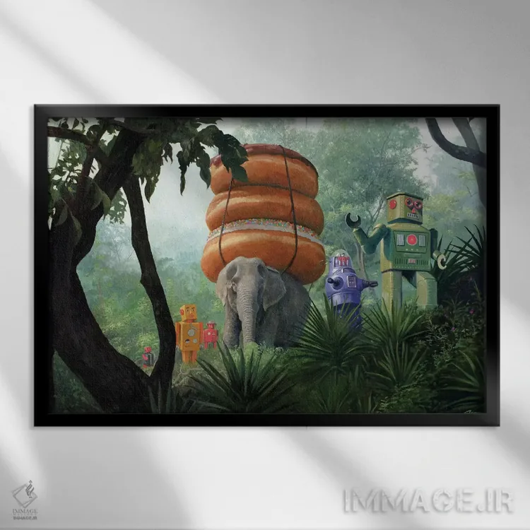 تابلو بر فراز کوه ببر اثر اریک جوینر - نمای قابدار مشکی