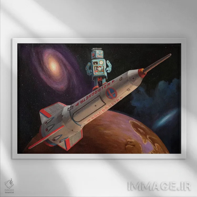 تابلو موجسوار موشک اثر اریک جوینر - نمای قابدار سفید