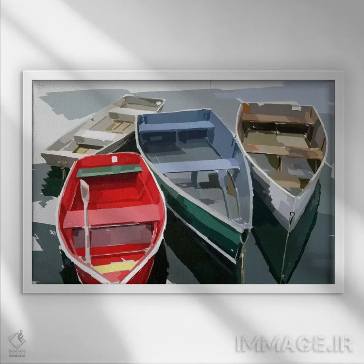 تابلو قایقهای پرجسارت I اثر امیلی کالینا - نمای قابدار سفید