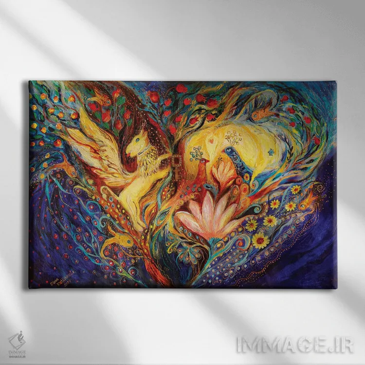 تابلو گریفین طلایی اثر النا کوتلیارکر - نمای روبهرو روی دیوار