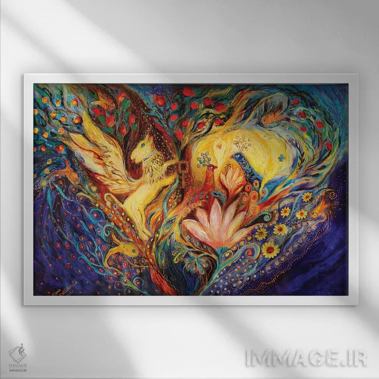 تابلو گریفین طلایی اثر النا کوتلیارکر - نمای قابدار سفید