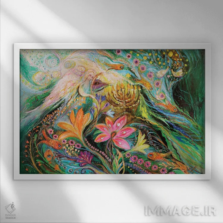 تابلو رویاهایی درباره شاگال: ویولن آسمانی اثر النا کوتلیارکر - نمای قابدار سفید