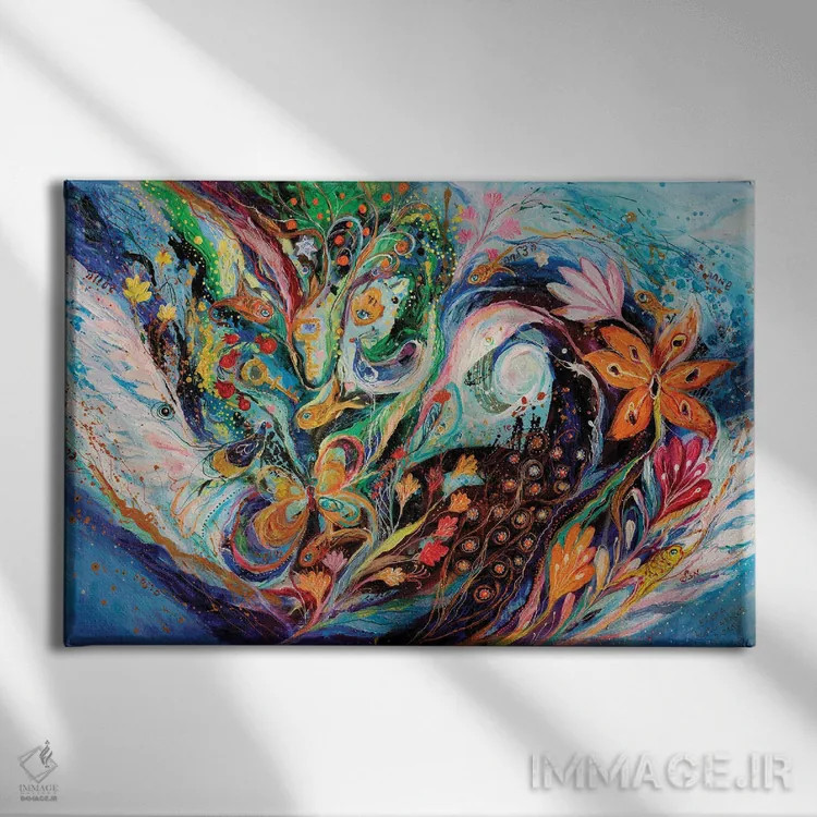 تابلو گلها و دریا اثر النا کوتلیارکر - نمای روبهرو روی دیوار