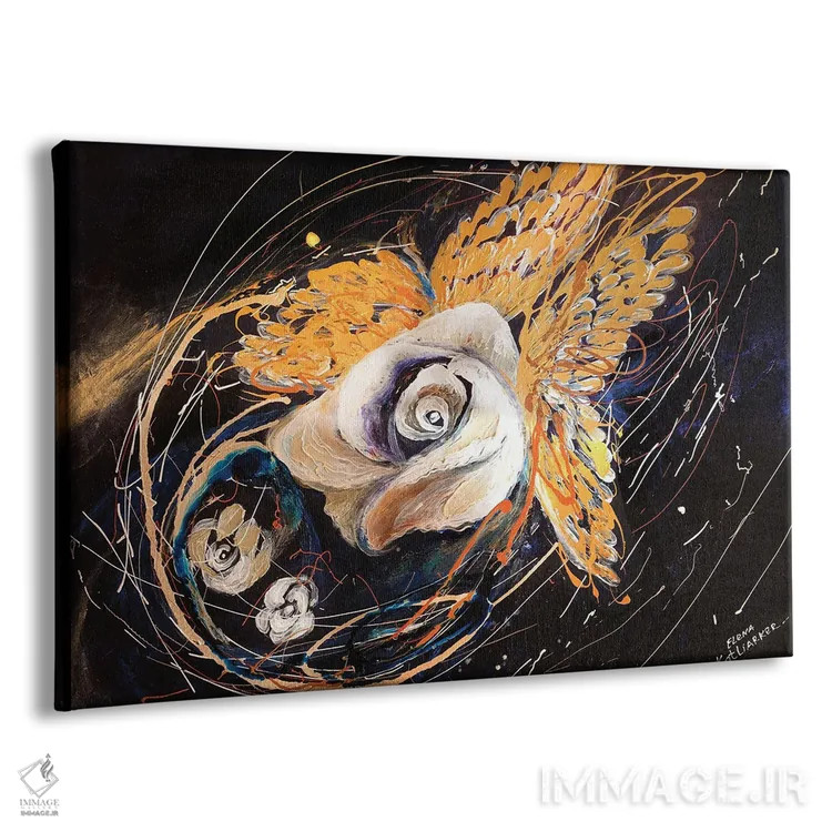 تابلو بالهای فرشته III: سفید و طلایی اثر النا کوتلیارکر - نمای پرسپکتیو محصول