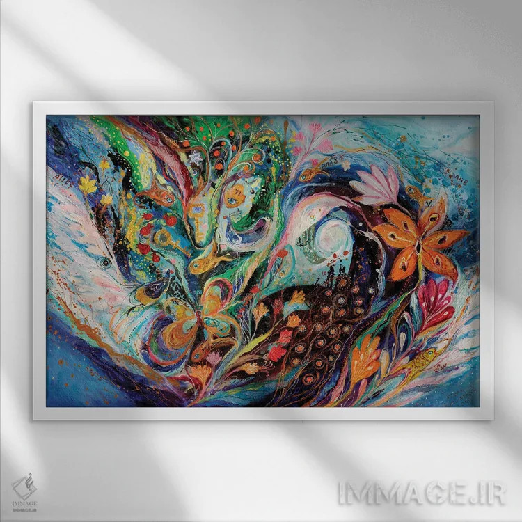 تابلو گلها و دریا اثر النا کوتلیارکر - نمای قابدار سفید