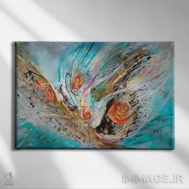 تابلو بالهای فرشته X: پنج رز اثر النا کوتلیارکر - نمای روبهرو روی دیوار