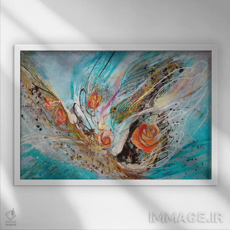 تابلو بالهای فرشته X: پنج رز اثر النا کوتلیارکر - نمای قابدار سفید