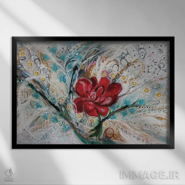 تابلو پاشیدن زندگی XXVIII: قدرت گل صدتومانی اثر النا کوتلیارکر - نمای قابدار مشکی