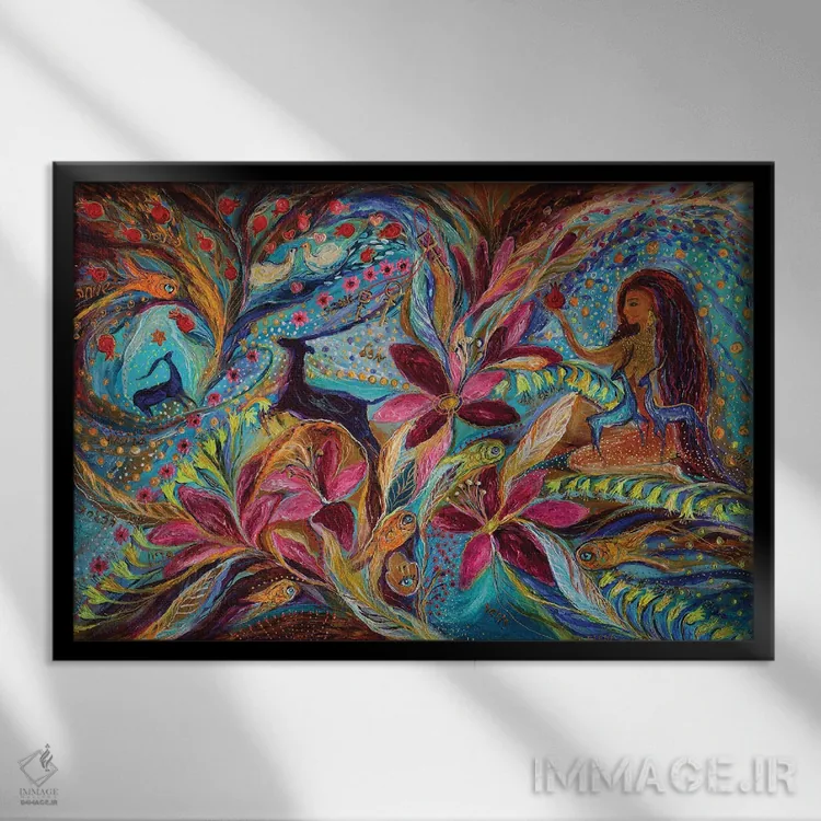 تابلو قصههای هزار و یک شب اثر النا کوتلیارکر - نمای قابدار مشکی