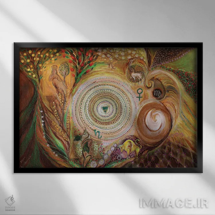 تابلو سری ماندالا IV: عنصر زمین اثر النا کوتلیارکر - نمای قابدار مشکی