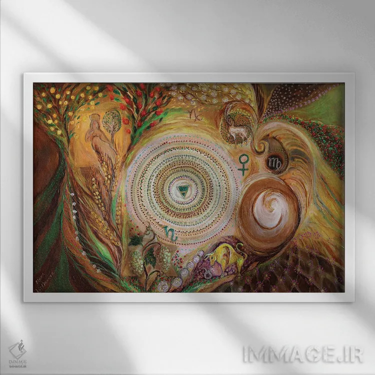 تابلو سری ماندالا IV: عنصر زمین اثر النا کوتلیارکر - نمای قابدار سفید