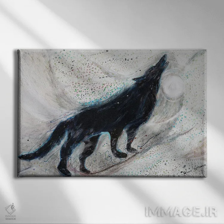 تابلو سری توتم پنجم: گرگ جنگلی اثر النا کوتلیارکر - نمای روبهرو روی دیوار