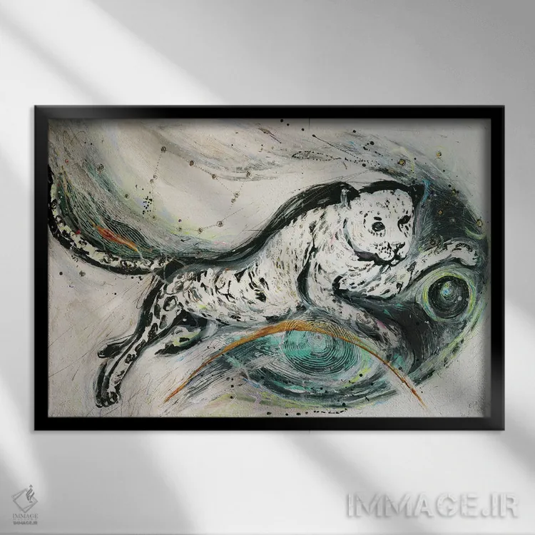 تابلو سری توتم چهارم: جگوار سفید اثر النا کوتلیارکر - نمای قابدار مشکی