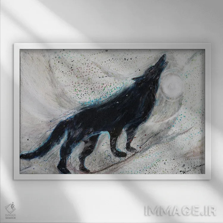 تابلو سری توتم پنجم: گرگ جنگلی اثر النا کوتلیارکر - نمای قابدار سفید