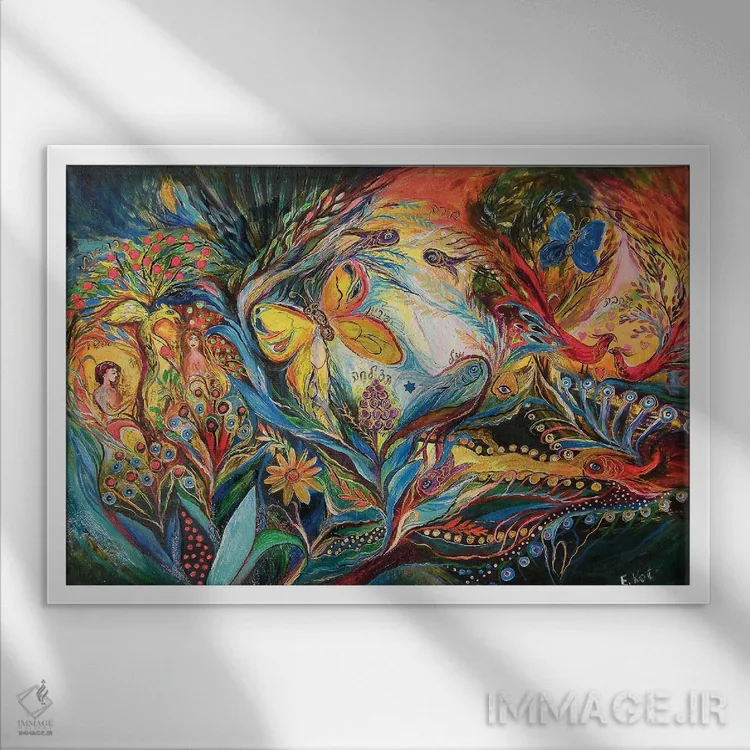 تابلو وسوسههای عدن (بهشت) اثر النا کوتلیارکر - نمای قابدار سفید