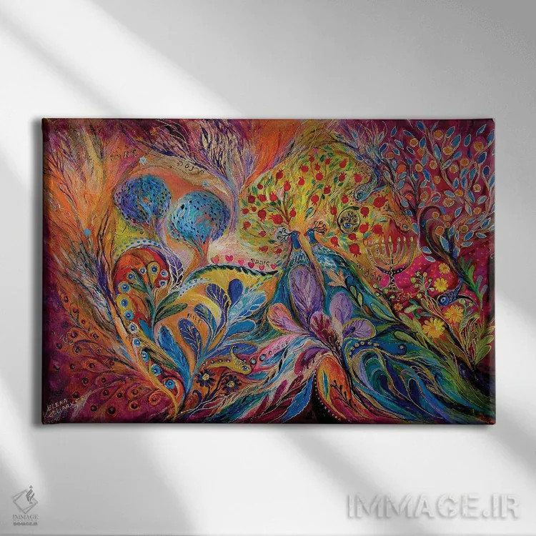 تابلو درختان عدن (بهشت) اثر النا کوتلیارکر - نمای روبهرو روی دیوار