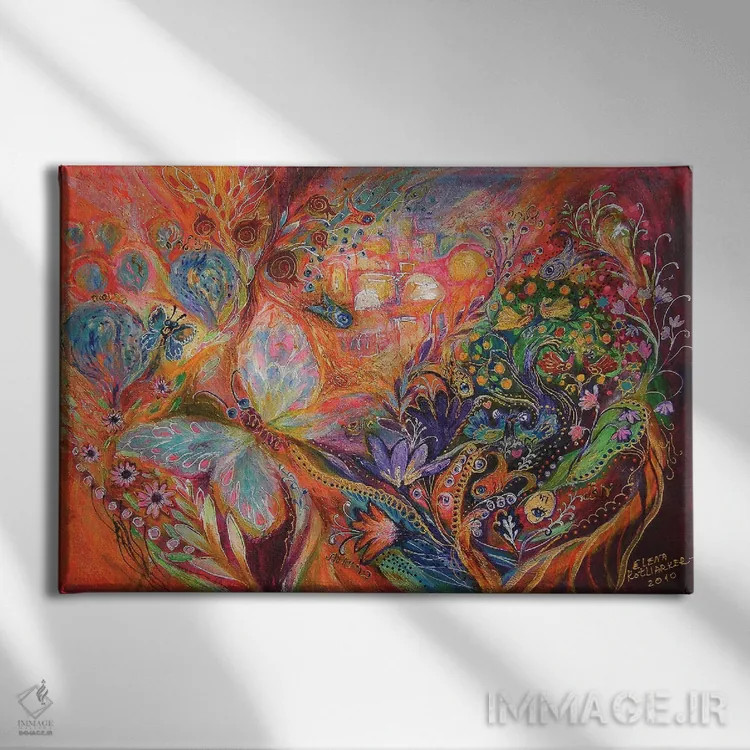 تابلو منظرهٔ شهر عَراد (اسرائیل) اثر النا کوتلیارکر - نمای روبهرو روی دیوار
