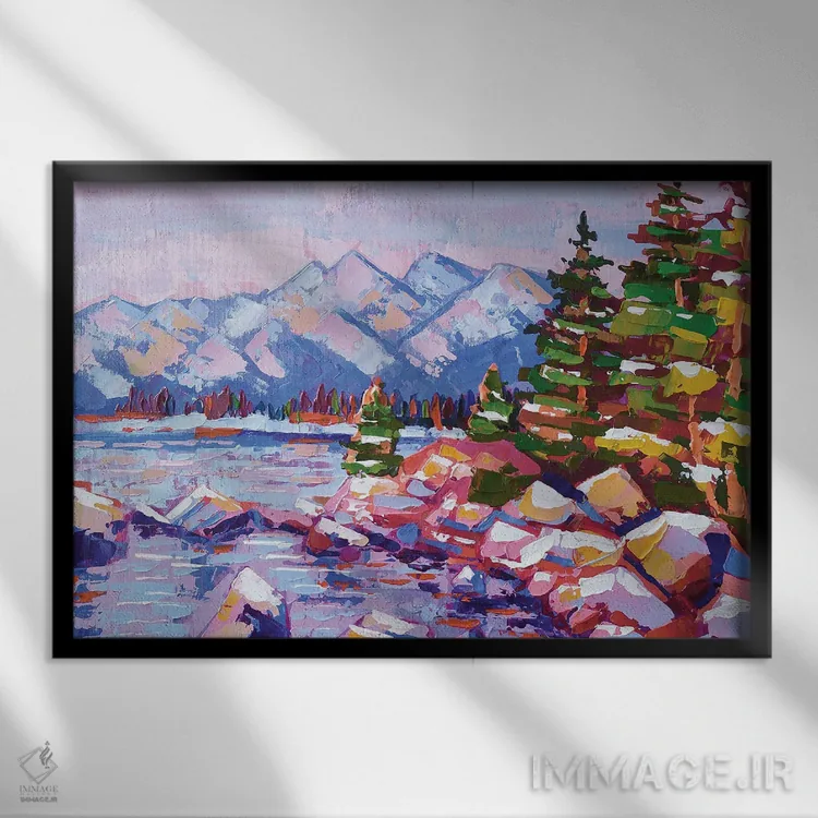 تابلو دریاچه تاهو اثر اکاترینا پریسیچ - نمای قابدار مشکی