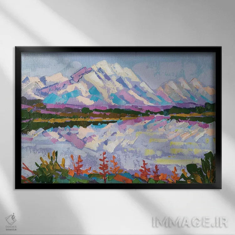 تابلو منظرهٔ دنالی (کوهستان آلاسکا) اثر اکاترینا پریسیچ - نمای قابدار مشکی