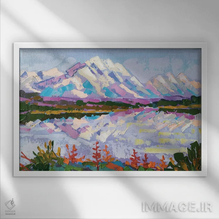 تابلو منظرهٔ دنالی (کوهستان آلاسکا) اثر اکاترینا پریسیچ - نمای قابدار سفید