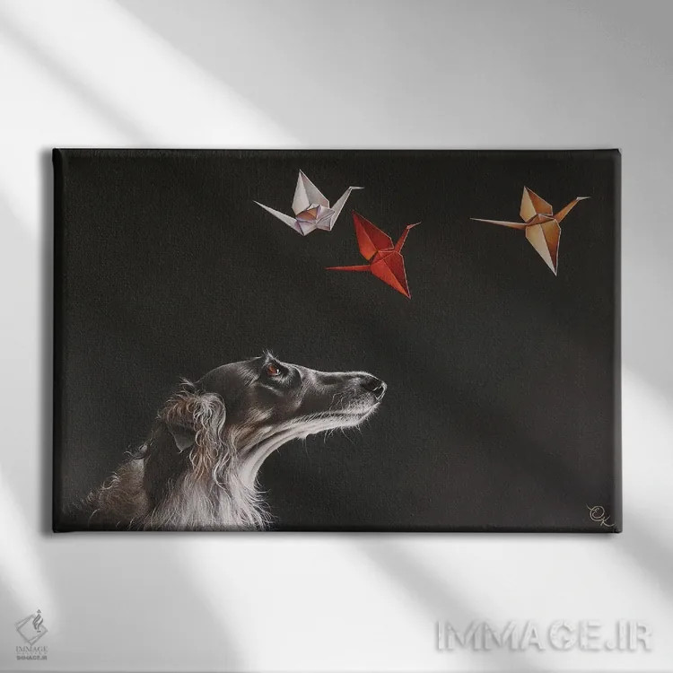 تابلو پرندهنگری اثر النا کولوتوشا - نمای روبهرو روی دیوار