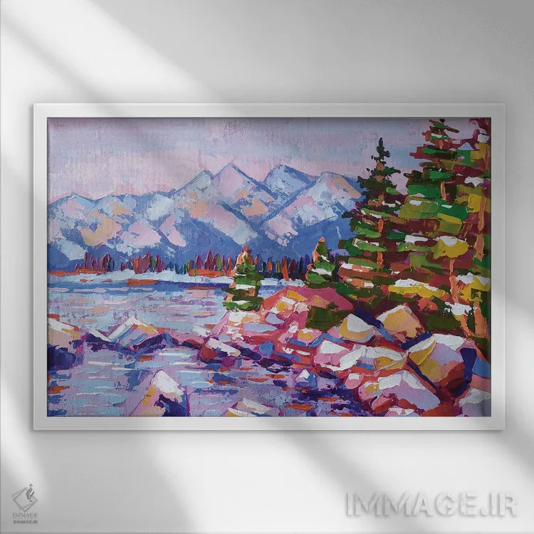 تابلو دریاچه تاهو اثر اکاترینا پریسیچ - نمای قابدار سفید