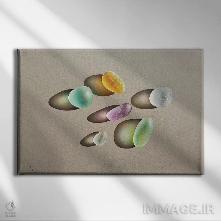 تابلو شیشه دریایی درخشان اثر النا کولوتوشا - نمای روبهرو روی دیوار