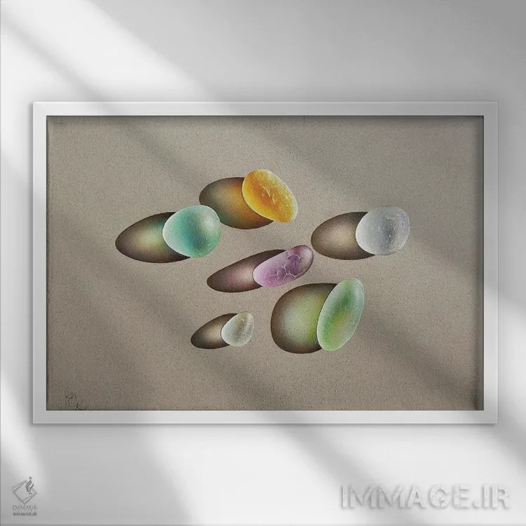 تابلو شیشه دریایی درخشان اثر النا کولوتوشا - نمای قابدار سفید