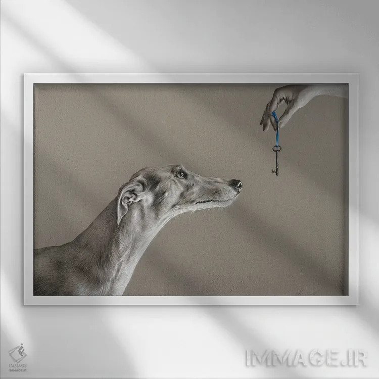 تابلو کلید صداقت اثر النا کولوتوشا - نمای قابدار سفید