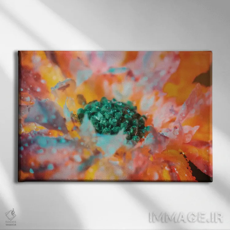 تابلو گل شکوفا و شبنمزده اثر النا کولیـکووا - نمای روبهرو روی دیوار