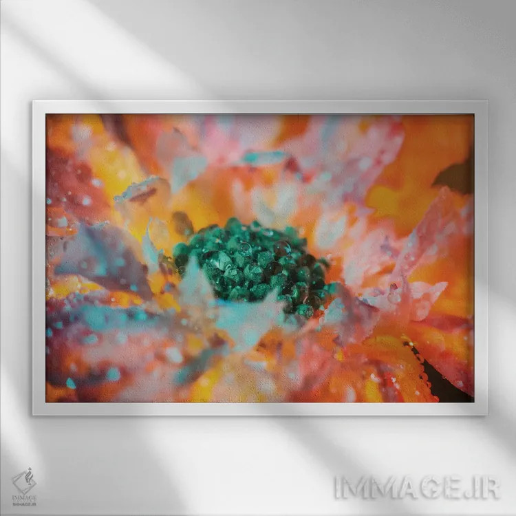 تابلو گل شکوفا و شبنمزده اثر النا کولیـکووا - نمای قابدار سفید