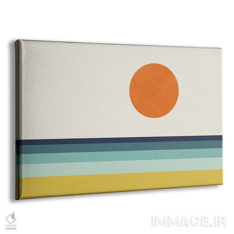تابلو منظره انتزاعی خورشید دریا ساحل I اثر امسی دیزاین لب (استودیو طراحی) - نمای پرسپکتیو محصول