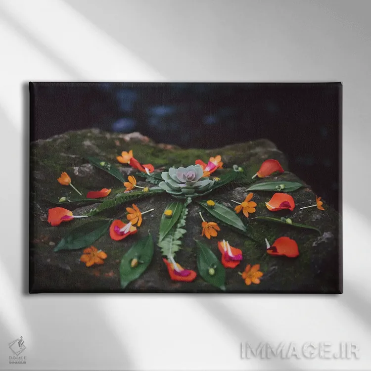 تابلو ماندالا گلدار (طرح هنری) اثر النا کولیـکووا - نمای روبهرو روی دیوار