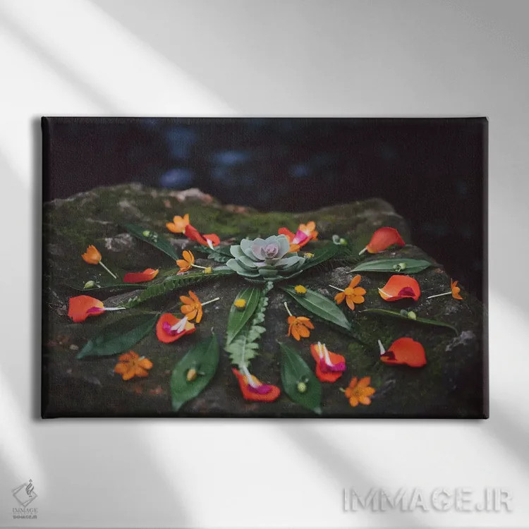 تابلو ماندالا گلدار (طرح هنری) اثر النا کولیـکووا - نمای روبهرو روی دیوار