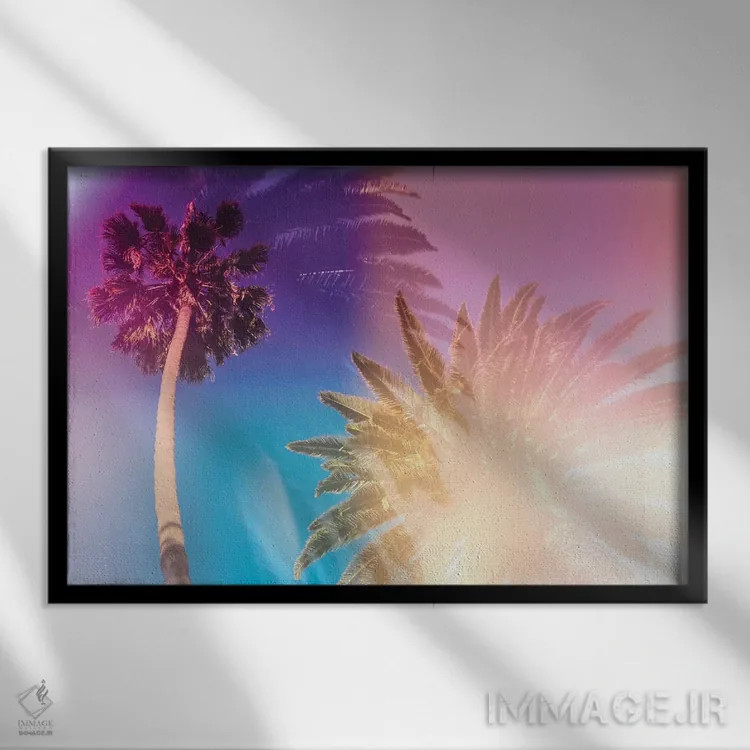 تابلو درختان نخل گرمسیری اثر النا کولیـکووا - نمای قابدار مشکی