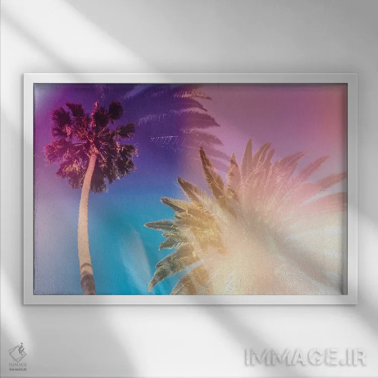تابلو درختان نخل گرمسیری اثر النا کولیـکووا - نمای قابدار سفید