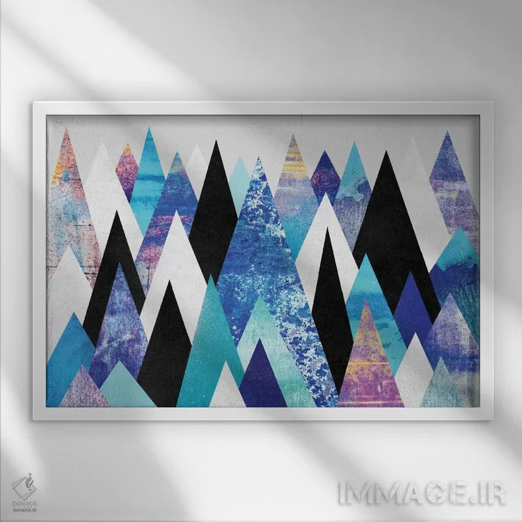 تابلو قلههای آبی اثر الیزابت فردریکسون - نمای قابدار سفید