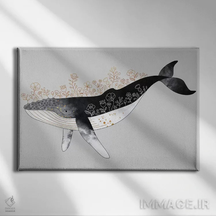 تابلو نهنگ گلدار اثر الیزابت فردریکسون - نمای روبهرو روی دیوار