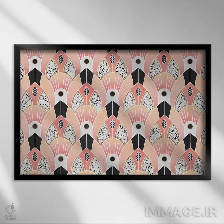 تابلو آرت دکو صورتی روشن اثر الیزابت فردریکسون - نمای قابدار مشکی