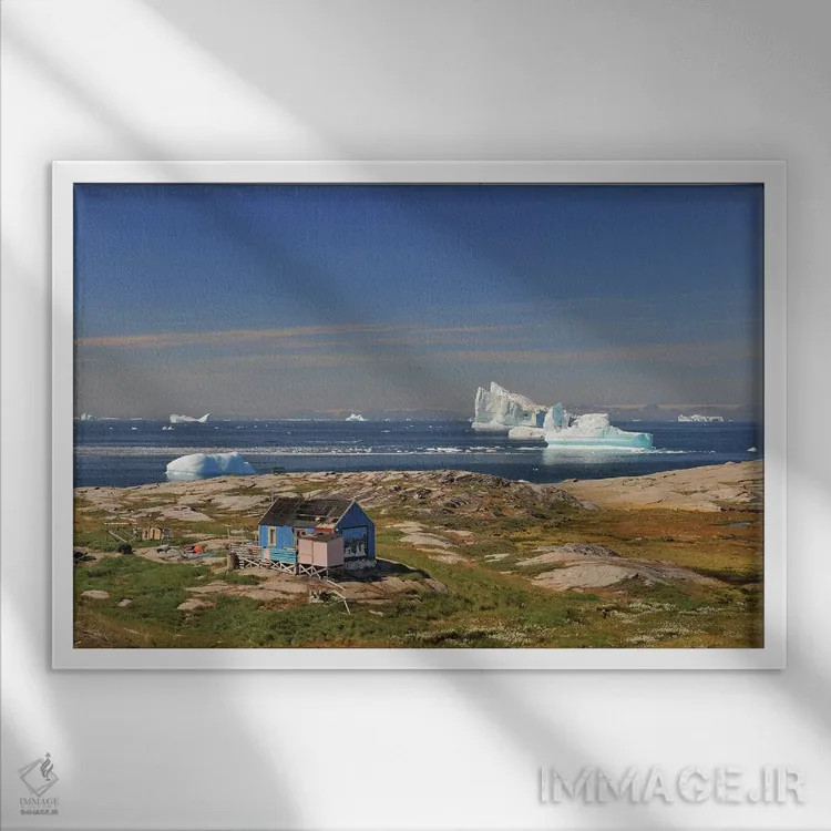 تابلو کلبهای با منظره اثر المر وایس - نمای قابدار سفید