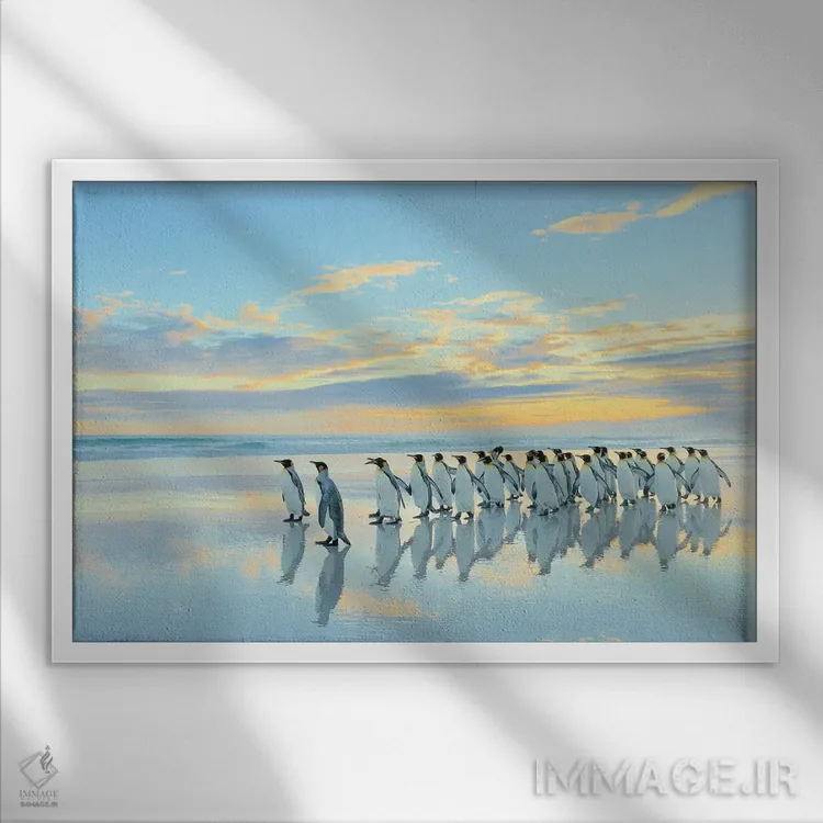 تابلو پیادهروی ساحلی اثر المر وایس - نمای قابدار سفید