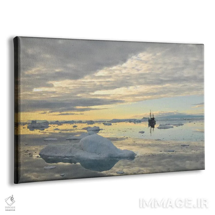 تابلو قایق ماهیگیری و کوههای یخی اثر المر وایس - نمای پرسپکتیو محصول