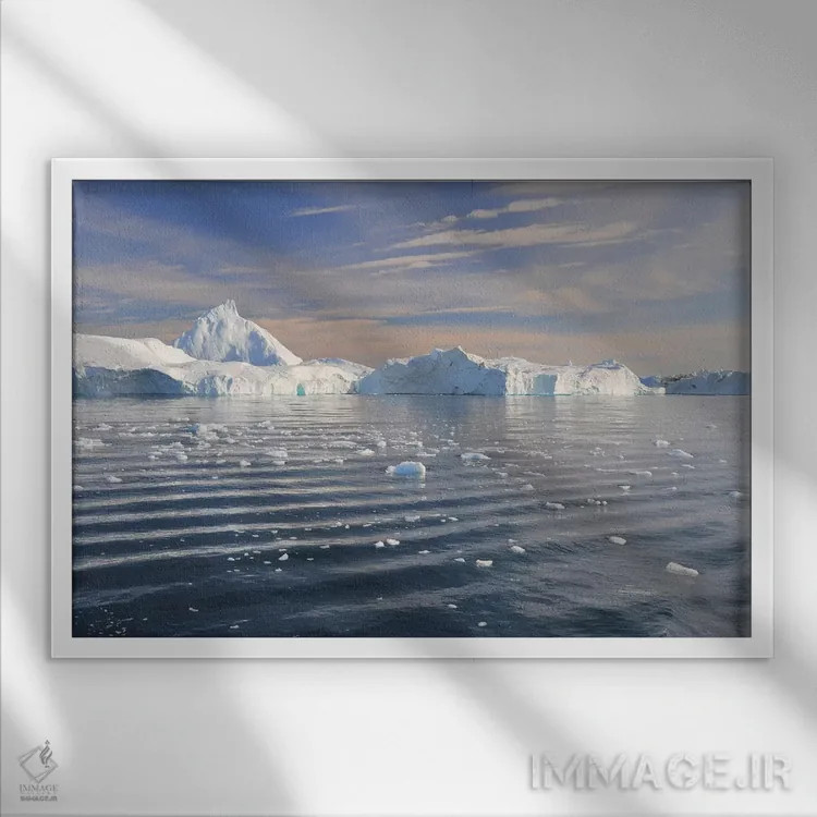 تابلو گرینلند، خلیج دیسکو اثر المر وایس - نمای قابدار سفید