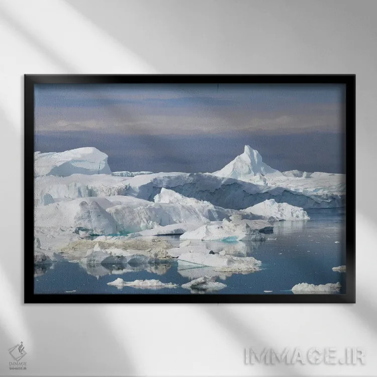 تابلو آیسفیورد ایلولیسات (گرینلند) اثر المر وایس - نمای قابدار مشکی
