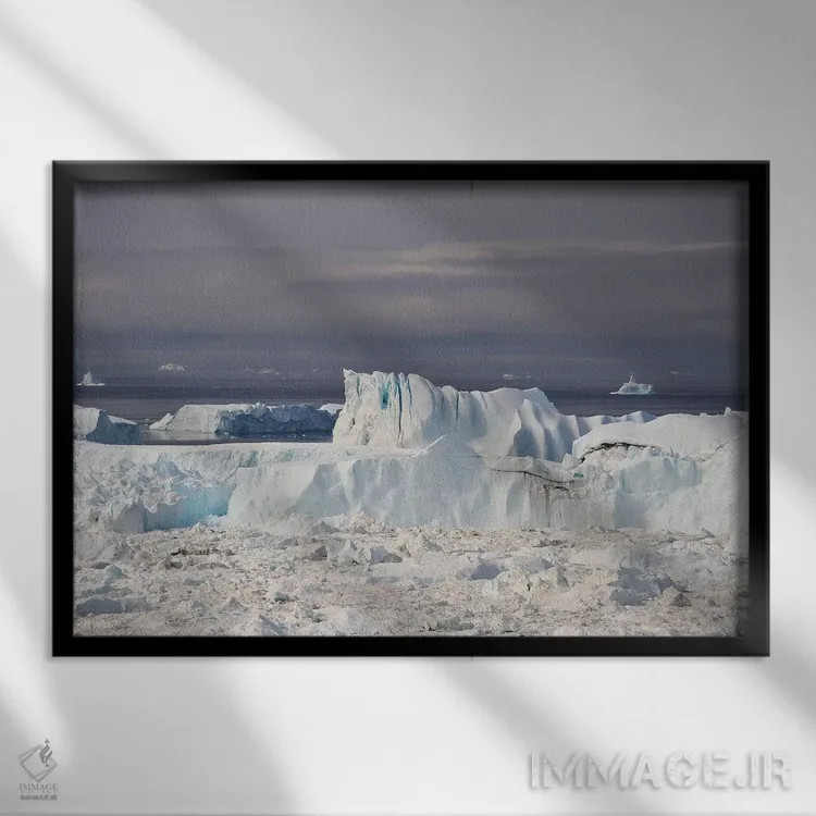 تابلو آیسفیورد در گرینلند (خلیج یخی) اثر المر وایس - نمای قابدار مشکی