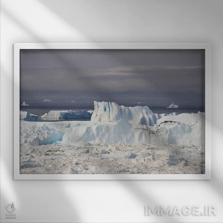 تابلو آیسفیورد در گرینلند (خلیج یخی) اثر المر وایس - نمای قابدار سفید